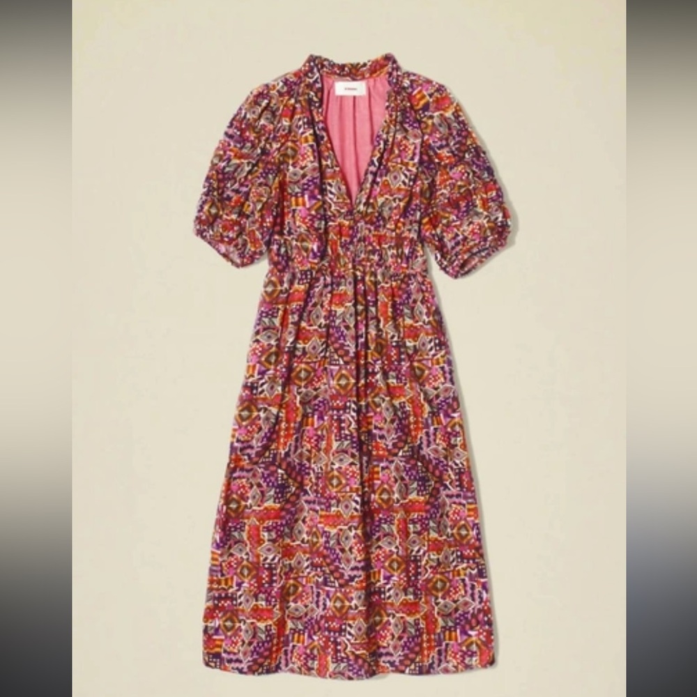 XIRENA women’s Kara Dress In Kaleidoscope In Multi midi floral cottage boho M
